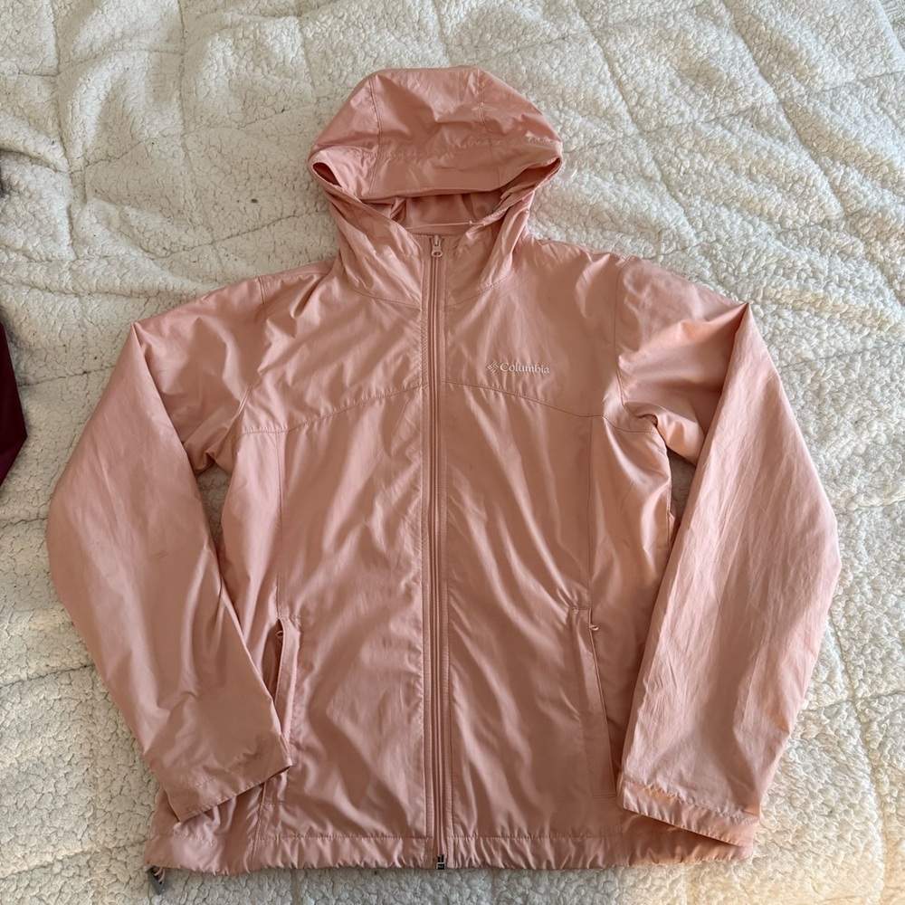 Columbia Light Pink Hooded Windbreaker Jacket